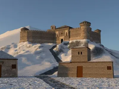 Castle medieval Low-poly 3D model