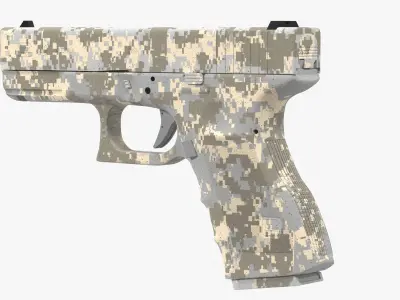Glock 19 Camouflage Grey Low-poly 3D model