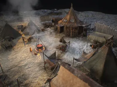 Top-Down Barbarian Camp - LowPoly Low-poly 3D model