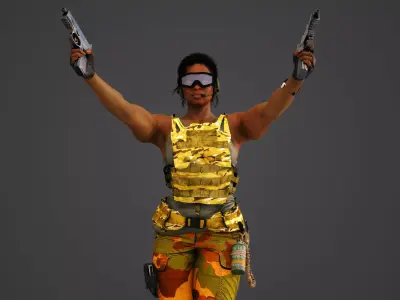 African American Female Military Soldier 3D model