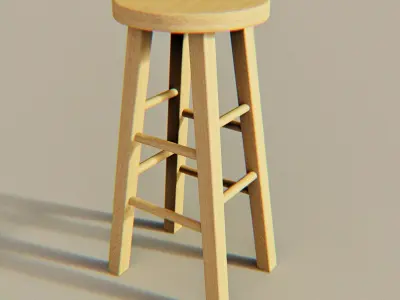 Wooden Stool PBR Low Poly Furniture Asset Low-poly 3D model