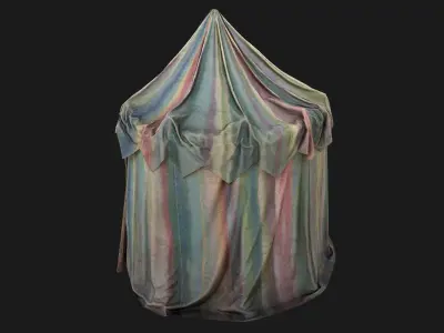 Medieval Circus Tent Market Stall Low-poly 3D model