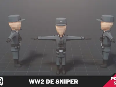 WW2 DE Sniper Low-poly 3D model