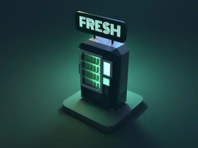 A Stylized Cyberpunk Vending Machine Free low-poly 3D model