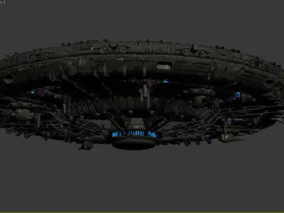 UFO Model spaceship flying in sky 3D model