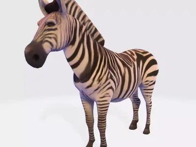 Realistic Zebra 3D Model  Rigging Ready Printable  Game Low-poly 3D model