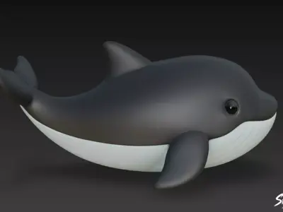 Cartoon Plush Whale Low-poly 3D model