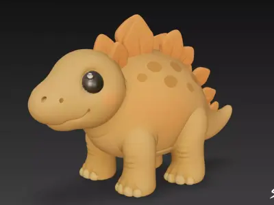 Cartoon Plush Stegosaurus Low-poly 3D model