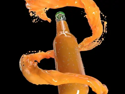 Animated water-liquid splash simulation - NO PLUGIN 3D model