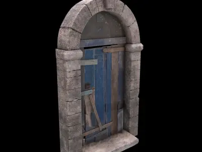 Old Wooden Door Low-poly 3D model