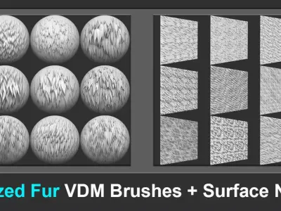 Stylized Fur VDM Brushes and Surface Noise Low-poly 3D model