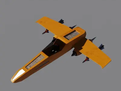 Spaceship 3D model Low-poly fighter jet Low-poly 3D model