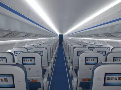 Airplane cabin 109 seats V2 3D model