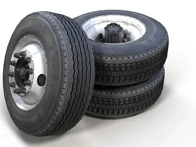 Heavy truck steel wheels PBR Low-poly 3D model