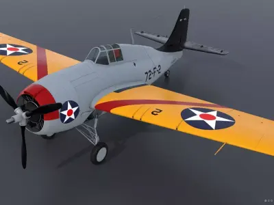 F4F-3 WILDCAT 72F2 Low-poly 3D model