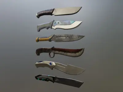 warlike knife pack Low-poly 3D model