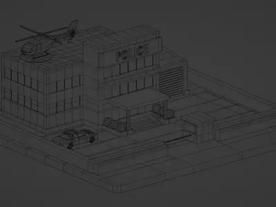Police station Low-poly 3D model