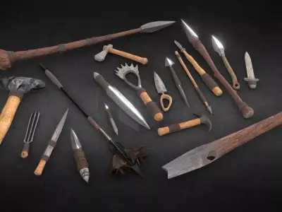 Primitive Weapons Low-poly 3D model