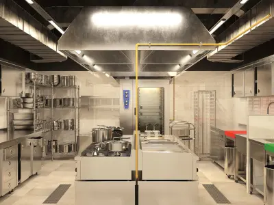 Industrial Commercial Kitchen Collection Low-poly 3D model