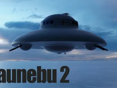 Haunebu 2 ufo flying in sky 3D model