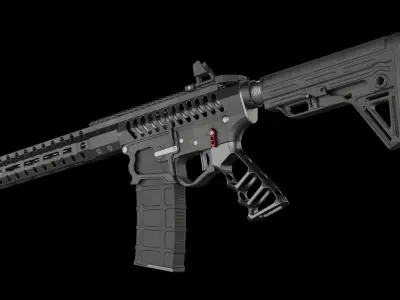 Skeletonized AR-15 Low-poly 3D model