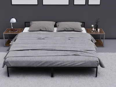 Bed and table Free 3D model