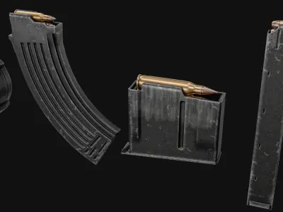 Gun Magazine  Pack Low-poly 3D model