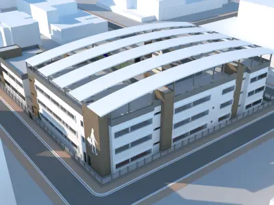 high school exterior 3D model