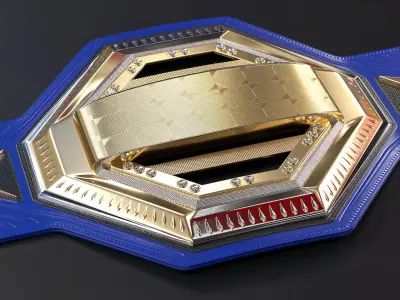 Gold Championship Belt Lies on Floor 3D model