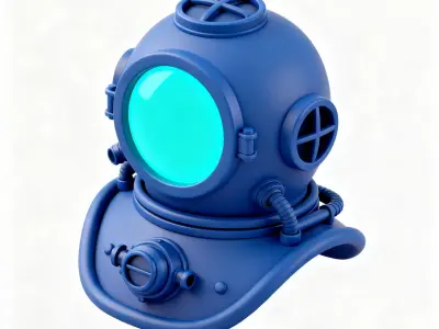 Stylized Deep Sea Cyber Helmet 3D Model Low-poly 3D model