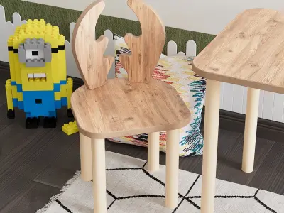 ANIMAL MOTIF CHILD TABLE AND CHAIR SET Free 3D model
