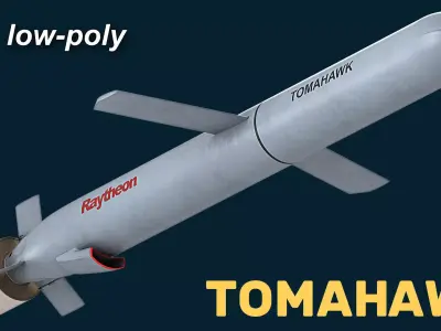 Tomahawk Land Attack Cruise Missile Rocket Block V Low-poly 3D model
