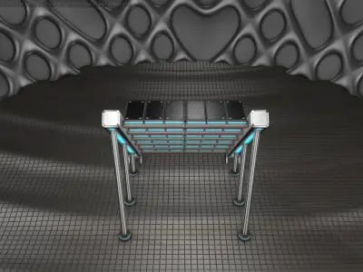 Sci-Fi Stairs - 16- Silver Blue Neon Light Version Low-poly 3D model