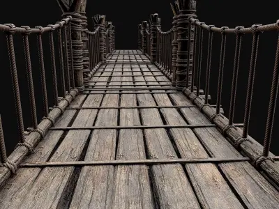 Modular Darkwood Bridge Low-poly 3D model