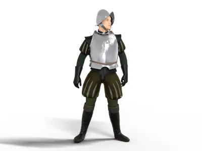 Conquistador Soldier Rigged Low-poly 3D model