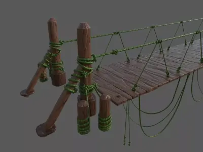 Cartoon Wooden Bridge 3D model