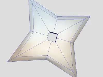 Shuriken 5 metal star Low-poly 3D model