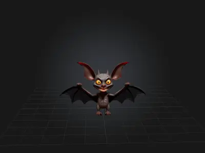 Cartoon Vampire Bat Low-poly 3D model