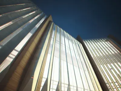 Gallery modern church in middle of city at night 3D model