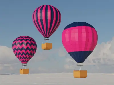Low poly hot air balloon Low-poly 3D model