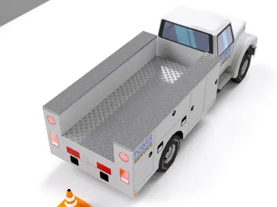 Low Poly VR Toonish Service Utility Truck Low-poly 3D model