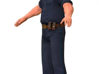 LowPoly Man Boss Slave Driver Chief Low-poly 3D model