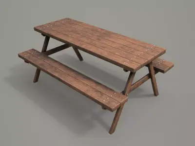 Outdoor Bench -LOD1-2-3 Shadow Proxy  - Game Ready Low-poly 3D model