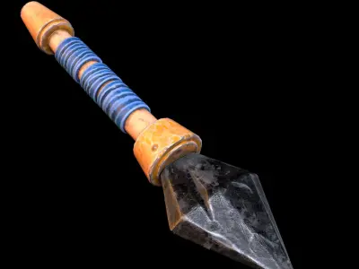 Stylized Stone Dagger primitive stone lowpoly melee weapon asset Low-poly 3D model