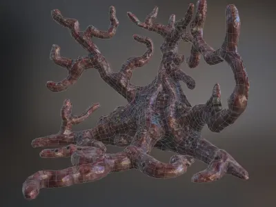 Biomass corruption alien plant - gameready Low-poly with PBR Low-poly 3D model