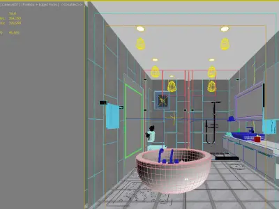 bathroom 1 with bathtub and sink 3D model