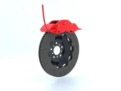 Car brake disc and caliper 3D model