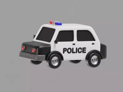 Police Car Cartoon Low-poly 3D model