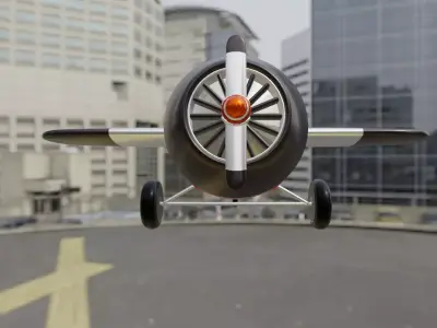 Cute Aeroplan Cartoon low poly 3d model Low-poly 3D model