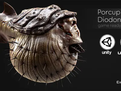 Fish low poly model - Porcupinefish Diodon lowpoly - 6 Low-poly 3D model